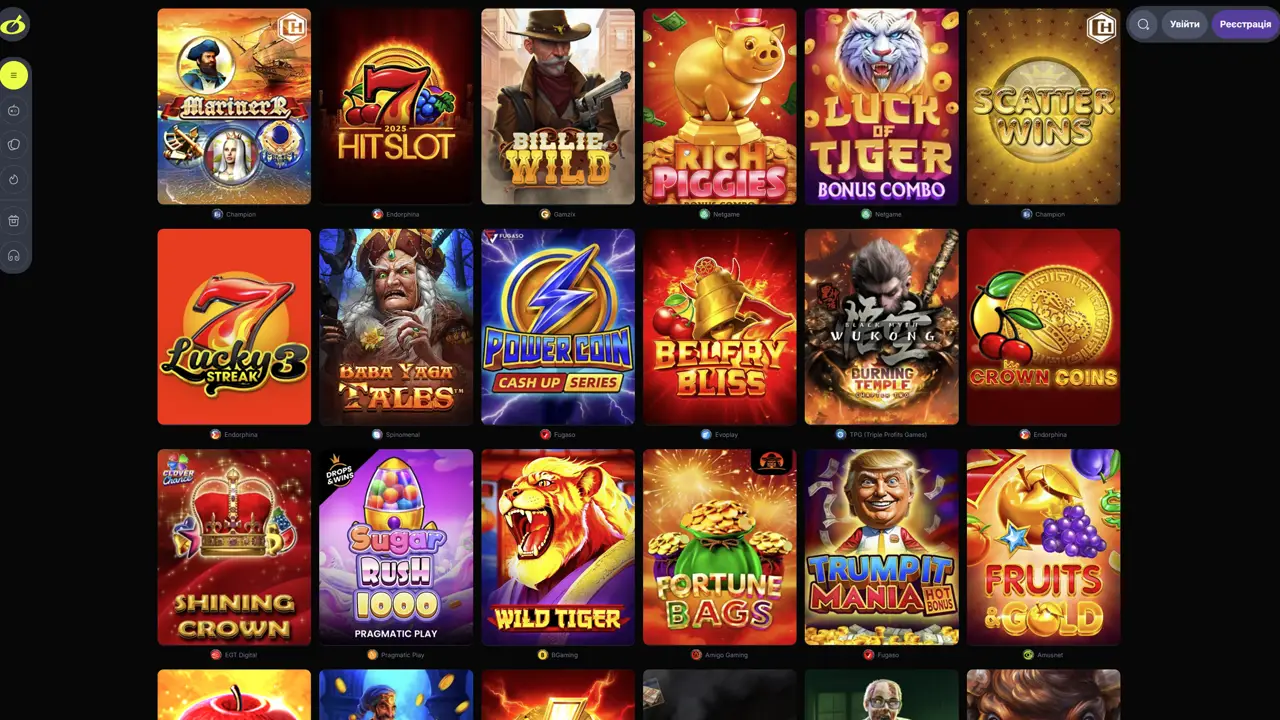 Асортимент гральних автоматів Beton казино