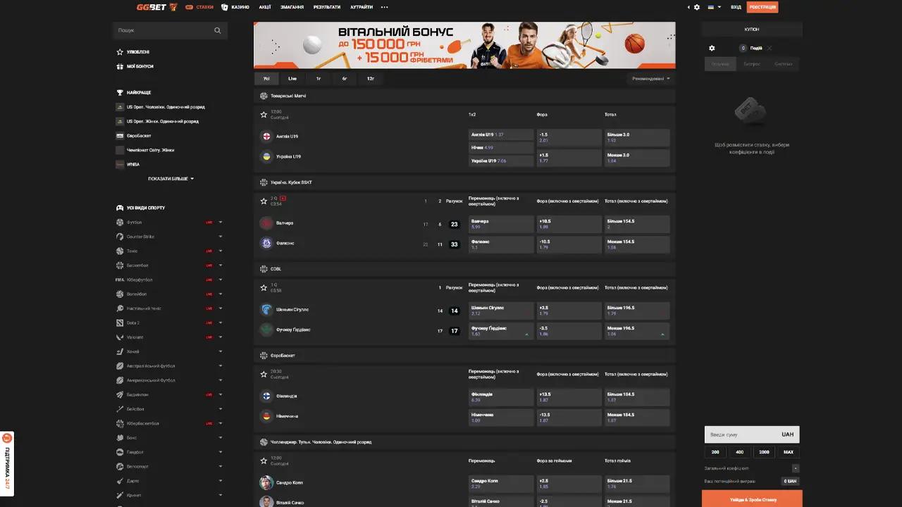 Ставки на спортивні події GGbet