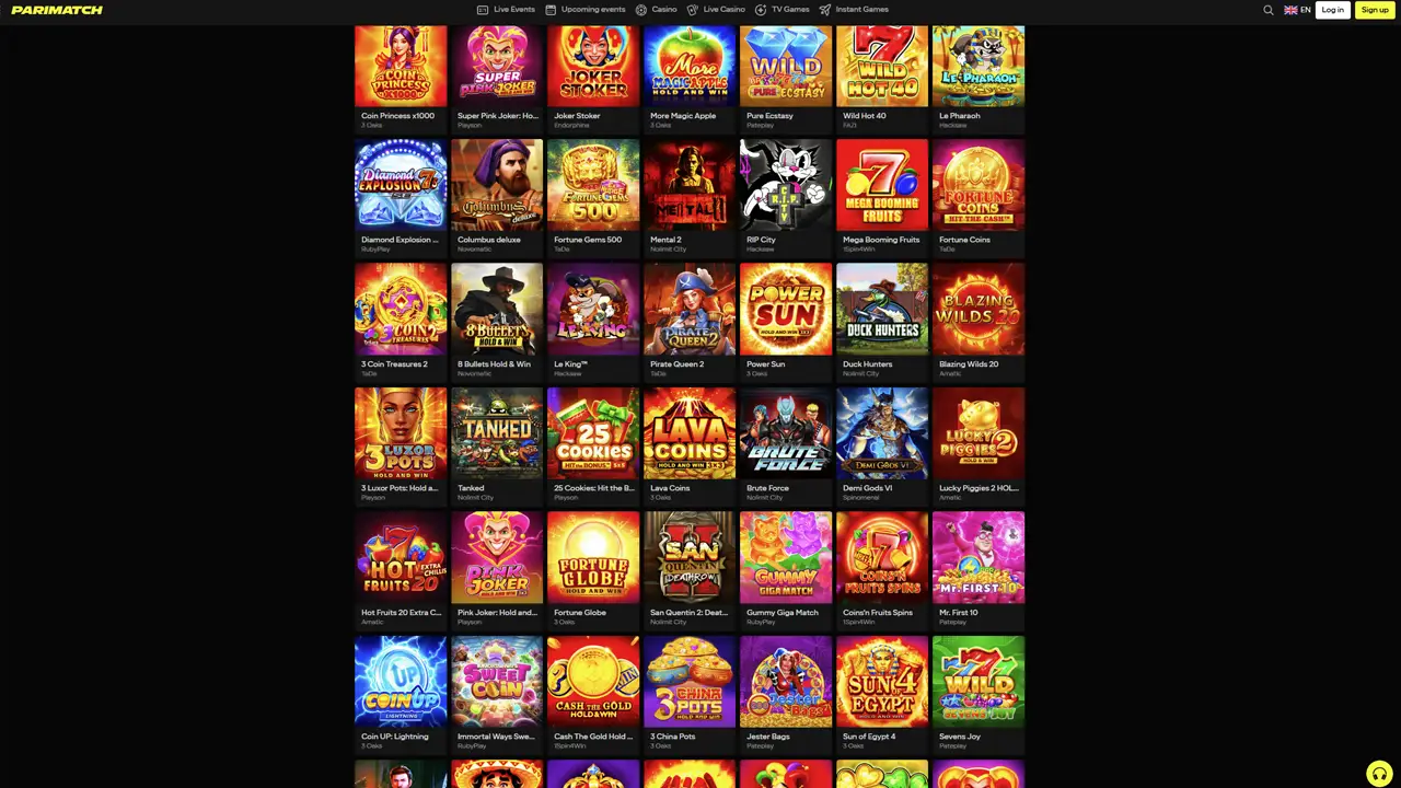 Parimatch азартні ігри онлайн